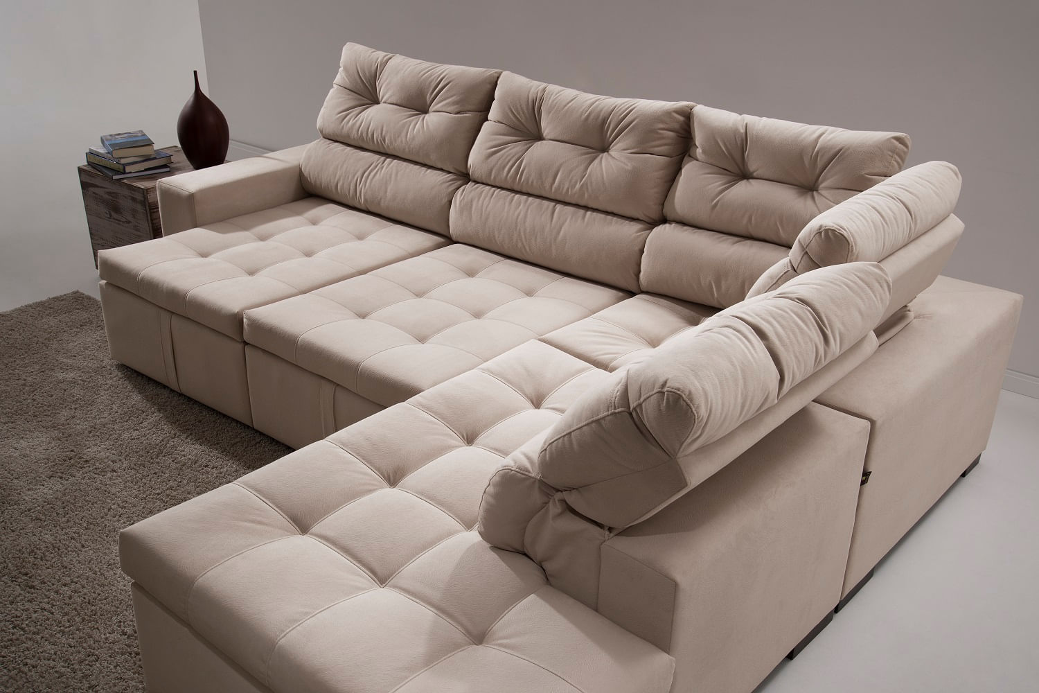 Sofá de Canto 7 Lugares Retrátil e Reclinavel Biten casadecasa